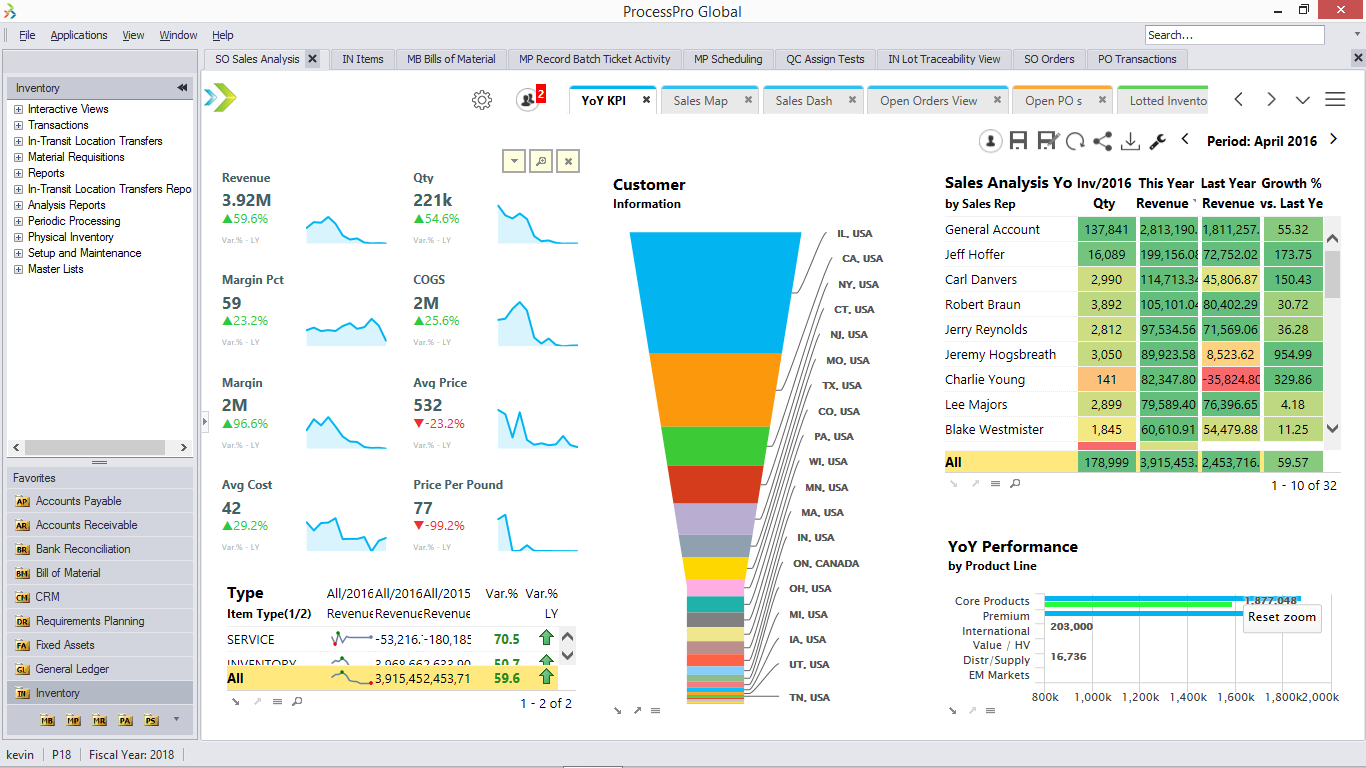 screenshot of Aptean Process Manufacturing ERP ProcessPro Edition